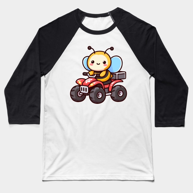 Cute Bee Ride ATV Baseball T-Shirt by fikriamrullah